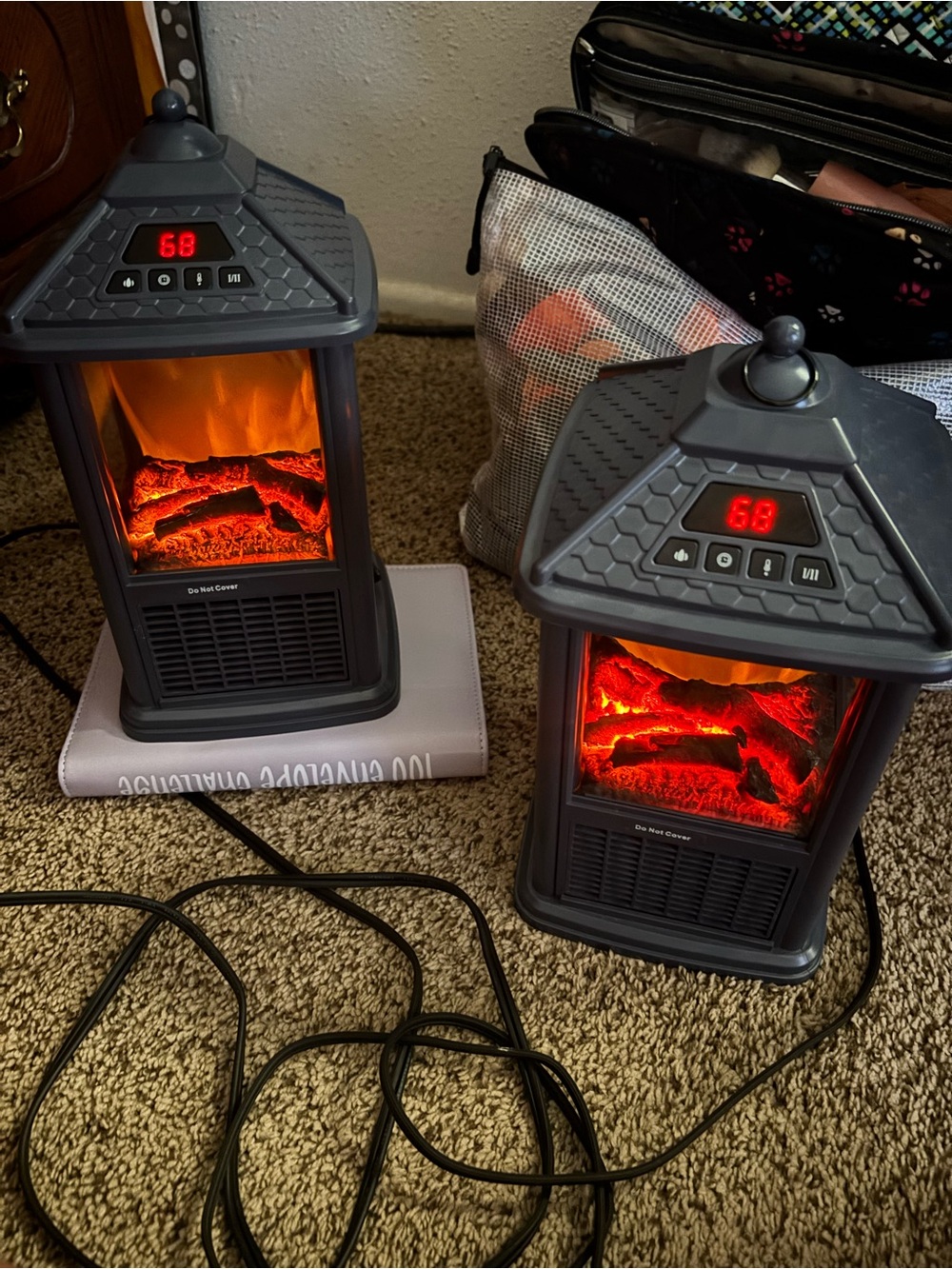 Electric Tabletop Fireplace Heater - Gray
